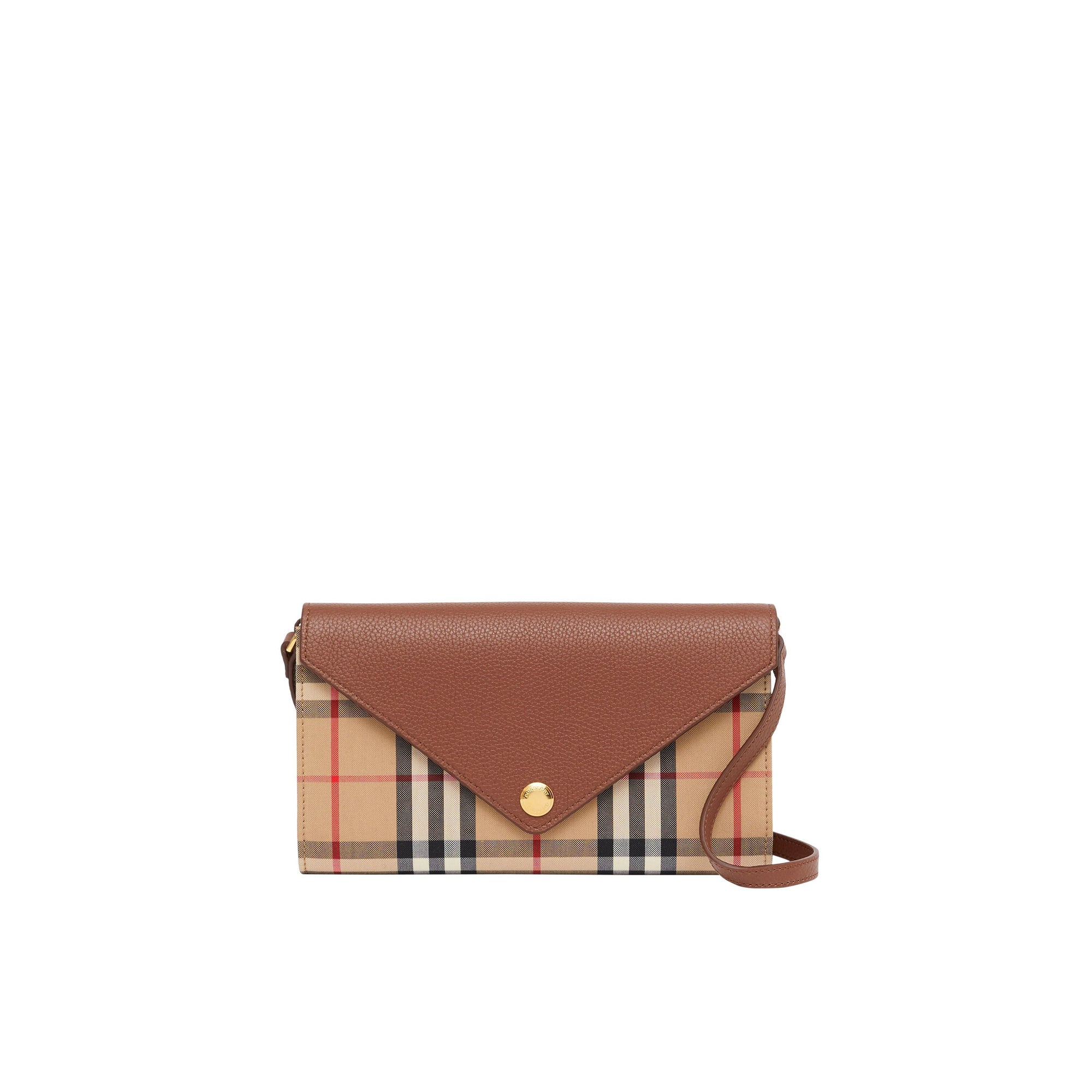 Portefeuille en cuir et à motif Vintage check - Tan
