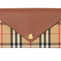 Portefeuille en cuir et à motif Vintage check - Tan