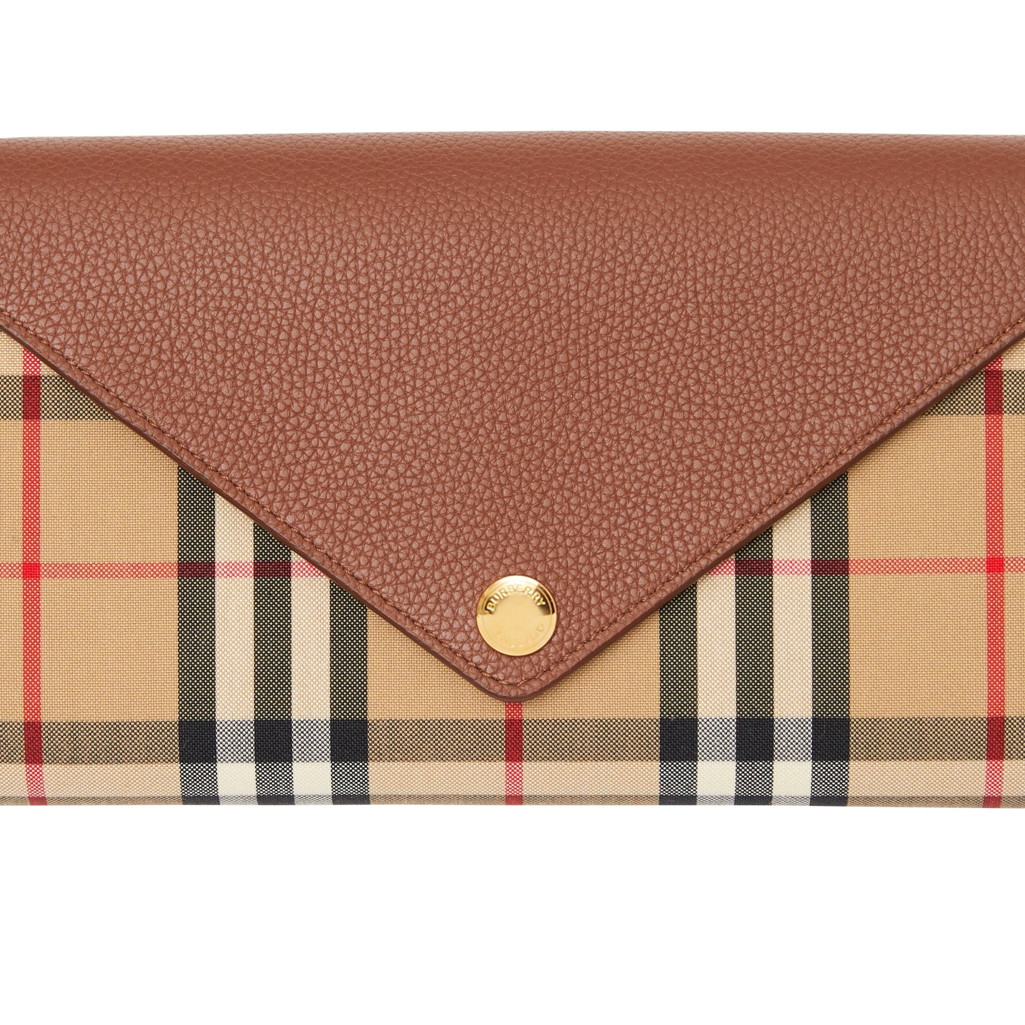 Portefeuille en cuir et à motif Vintage check - Tan