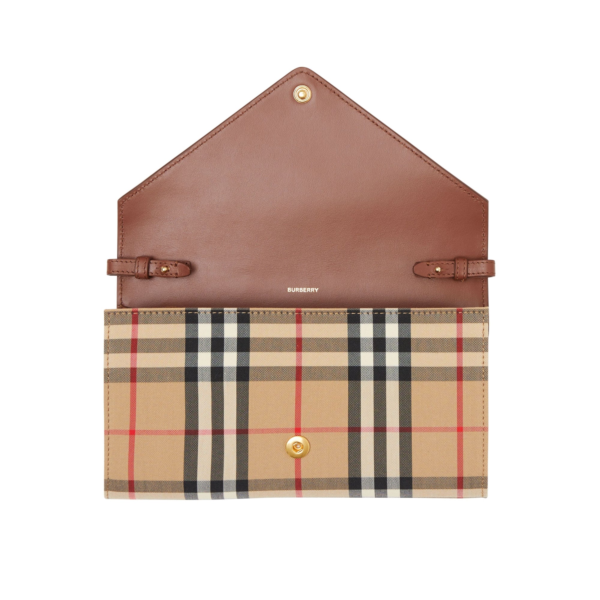 Portefeuille en cuir et à motif Vintage check - Tan
