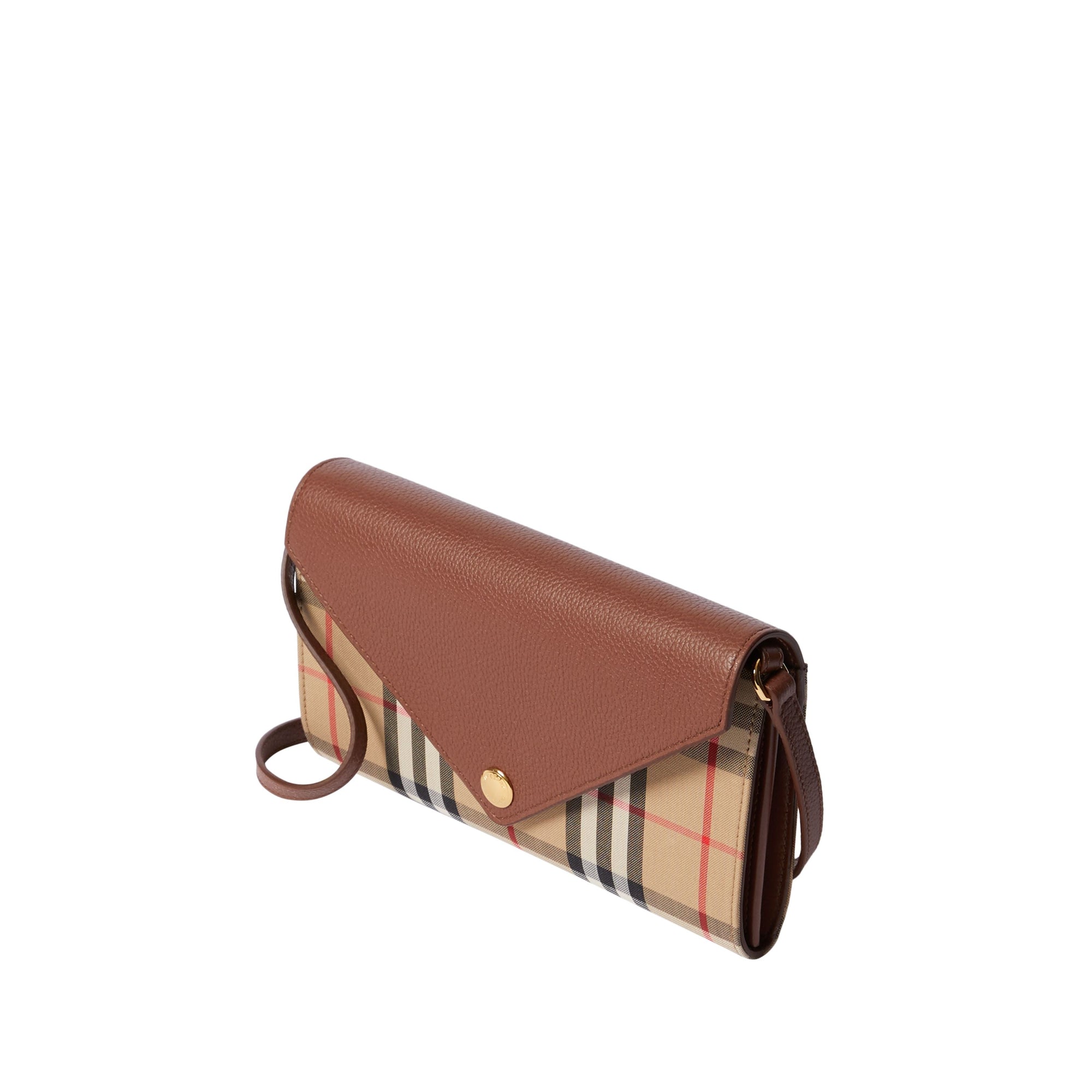 Portefeuille en cuir et à motif Vintage check - Tan