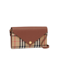 Portefeuille en cuir et à motif Vintage check - Tan