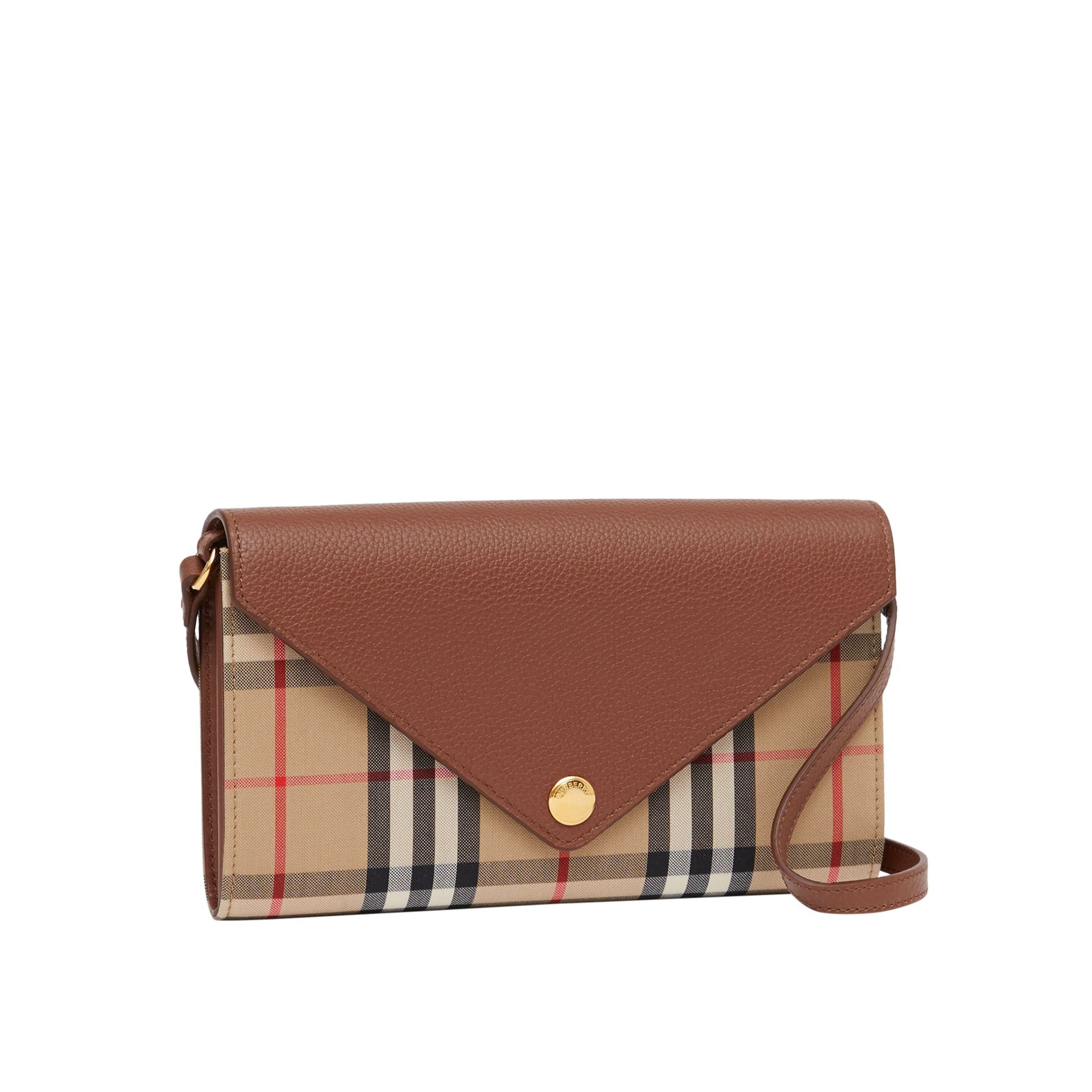 Portefeuille en cuir et à motif Vintage check - Tan