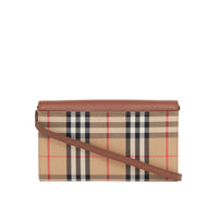 Portefeuille en cuir et à motif Vintage check - Tan