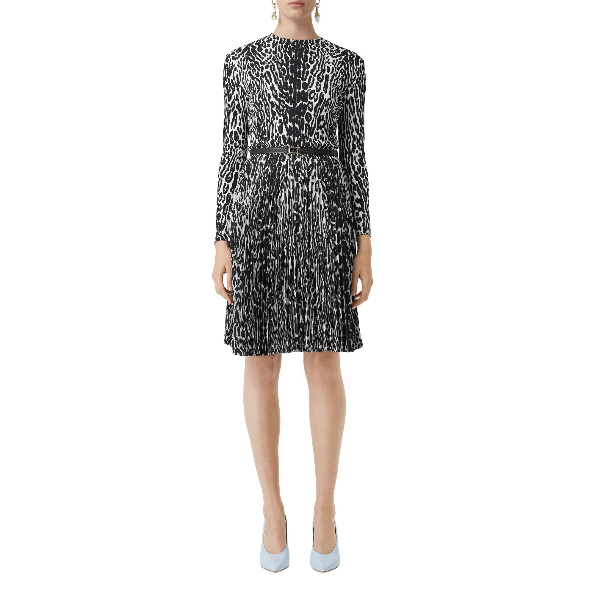 Jupe plissée à imprimé léopard - Black