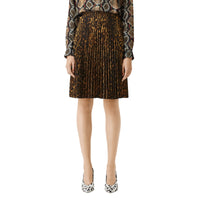 Jupe plissée à imprimé léopard - Dark Mustard