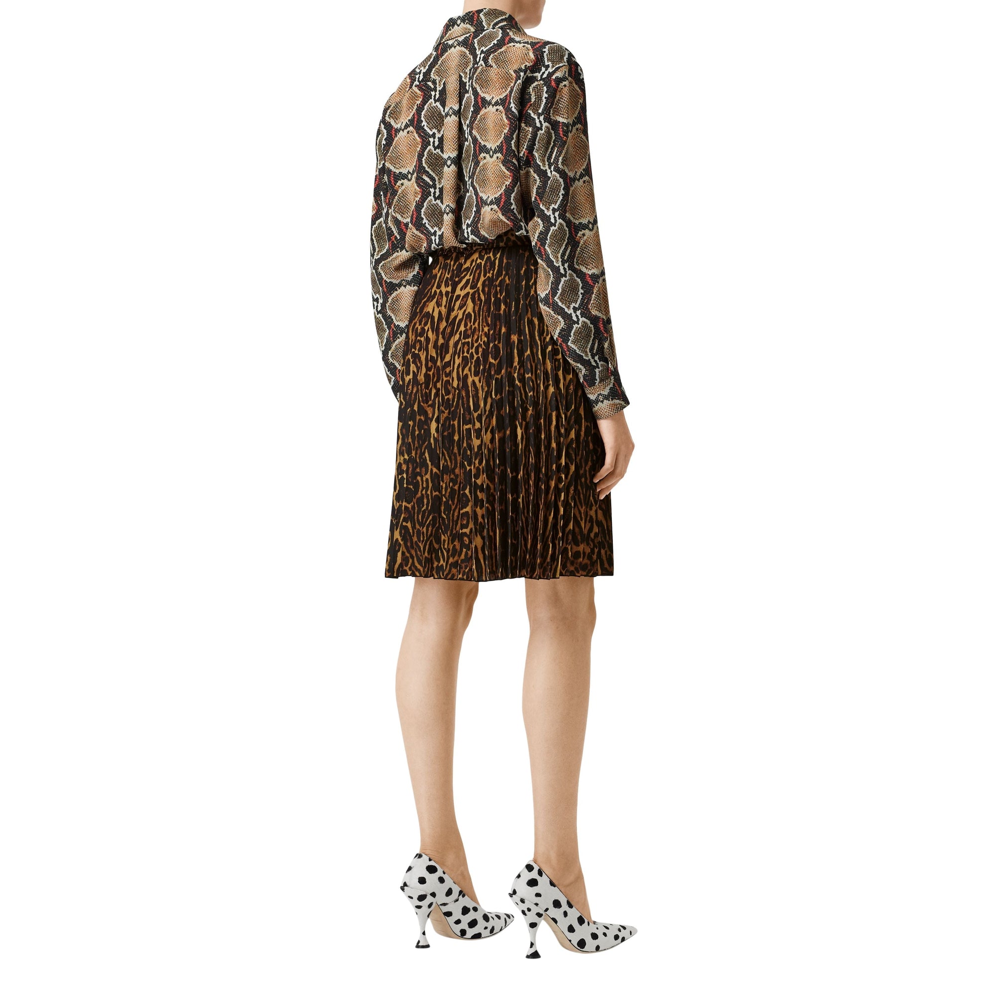 Jupe plissée à imprimé léopard - Dark Mustard