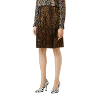 Jupe plissée à imprimé léopard - Dark Mustard