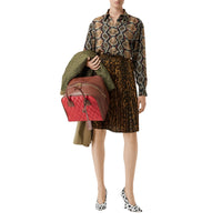 Jupe plissée à imprimé léopard - Dark Mustard