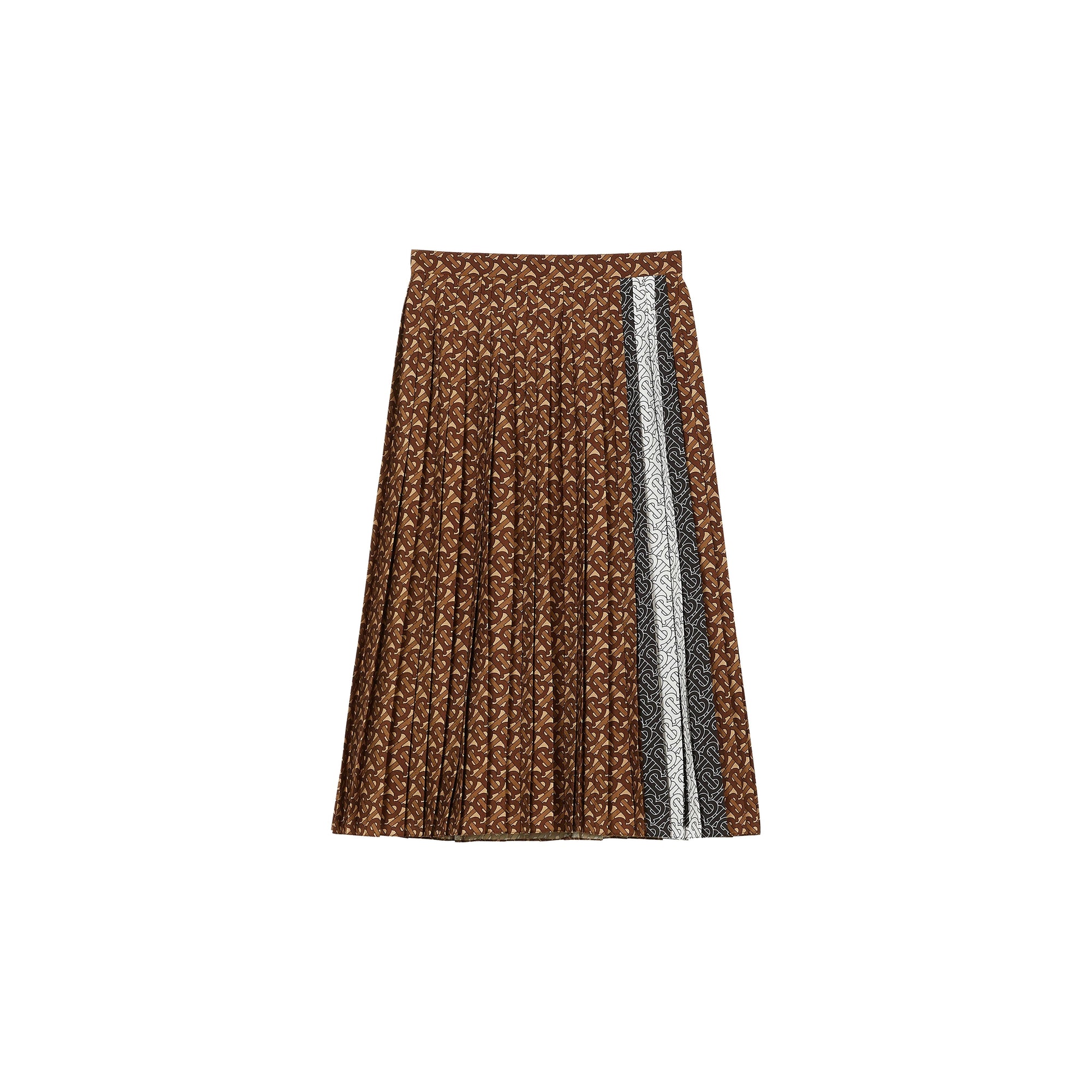 Jupe plissée en crêpe rayée Monogram - Dark Mocha