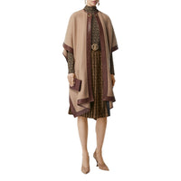 Jupe plissée en crêpe rayée Monogram - Dark Mocha