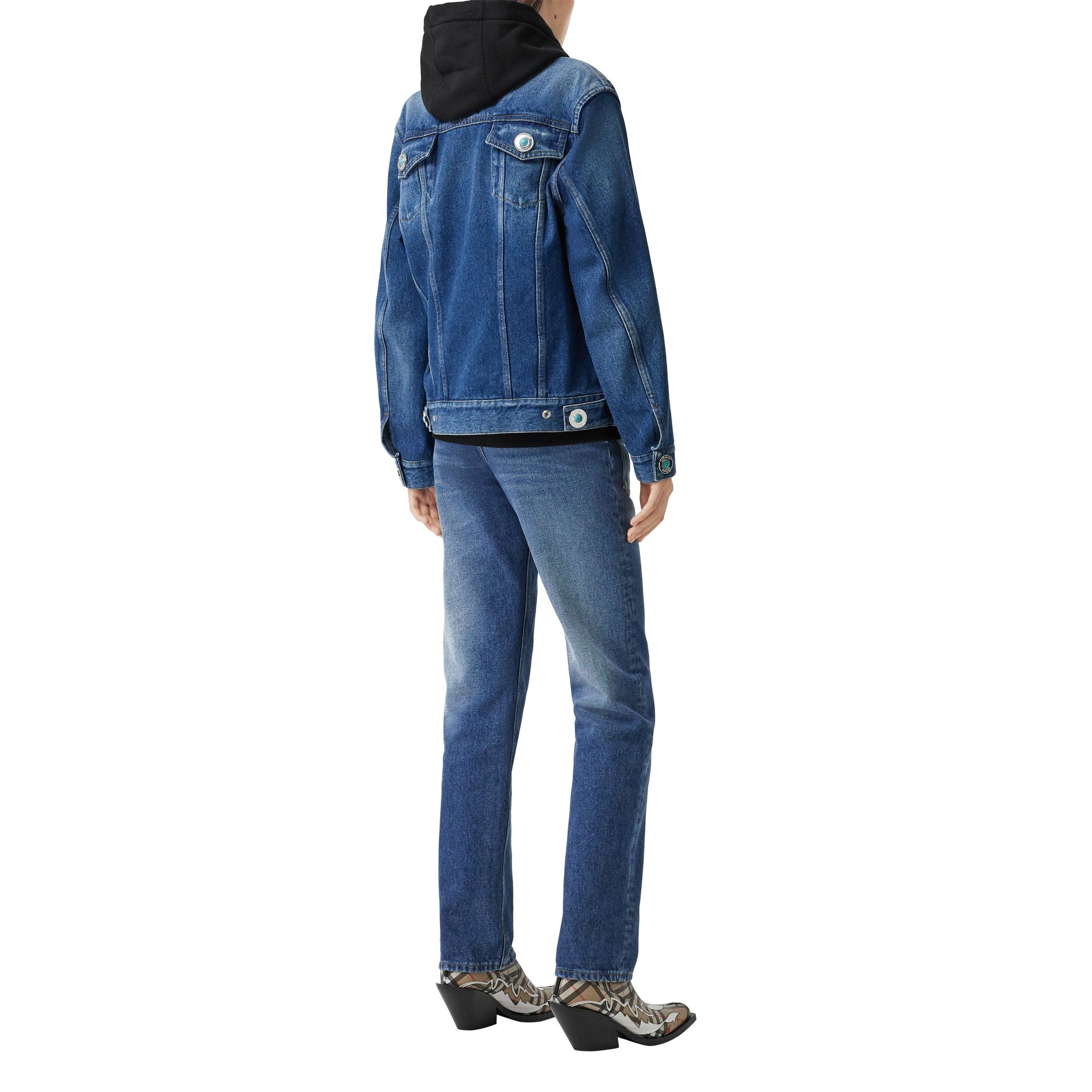 Jean droit déstructuré avec logo - Indigo