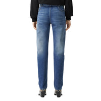 Jean droit déstructuré avec logo - Indigo