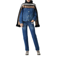 Jean droit déstructuré avec logo - Indigo