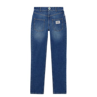 Jean droit déstructuré avec logo - Indigo