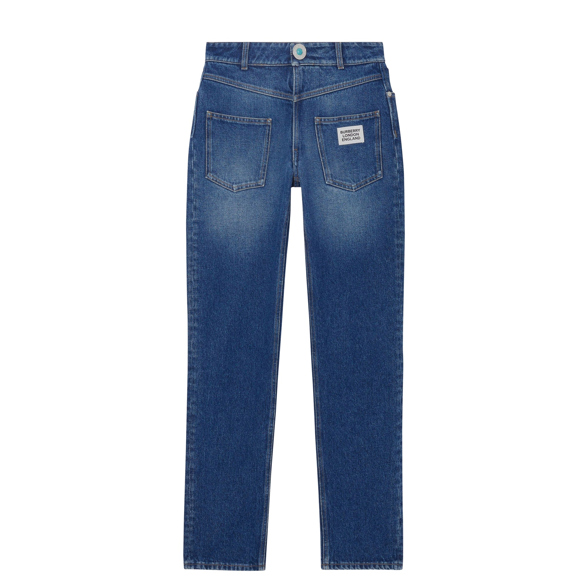 Jean droit déstructuré avec logo - Indigo