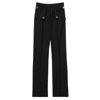 Pantalon ajusté en laine et mohair avec poches - Black