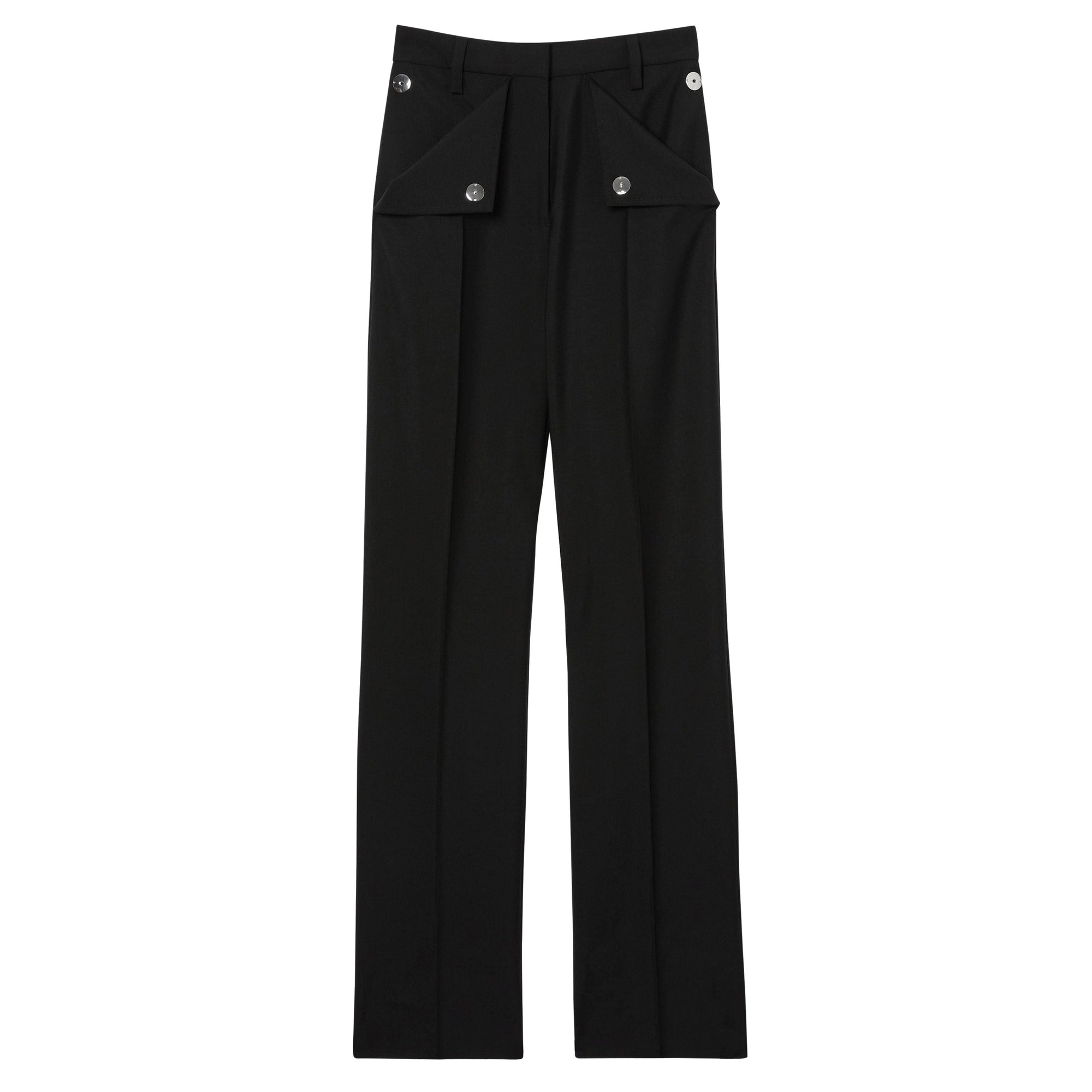 Pantalon ajusté en laine et mohair avec poches - Black