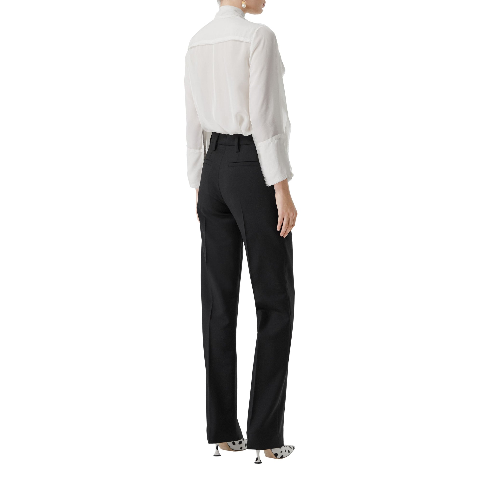 Pantalon ajusté en laine et mohair avec poches - Black