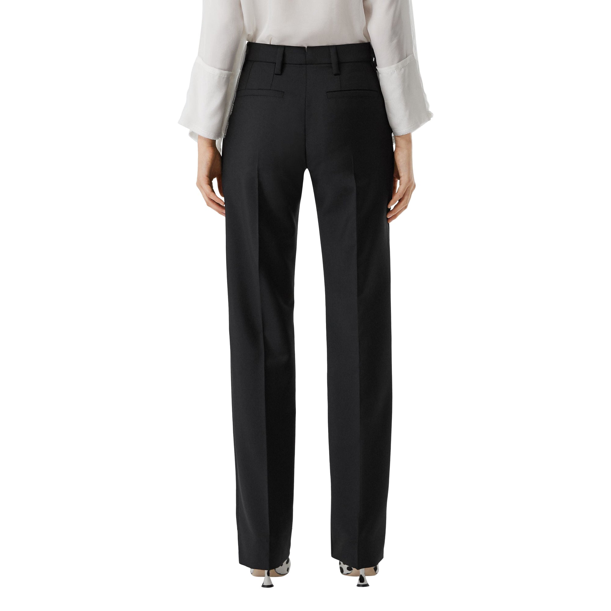 Pantalon ajusté en laine et mohair avec poches - Black