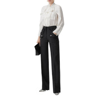 Pantalon ajusté en laine et mohair avec poches - Black