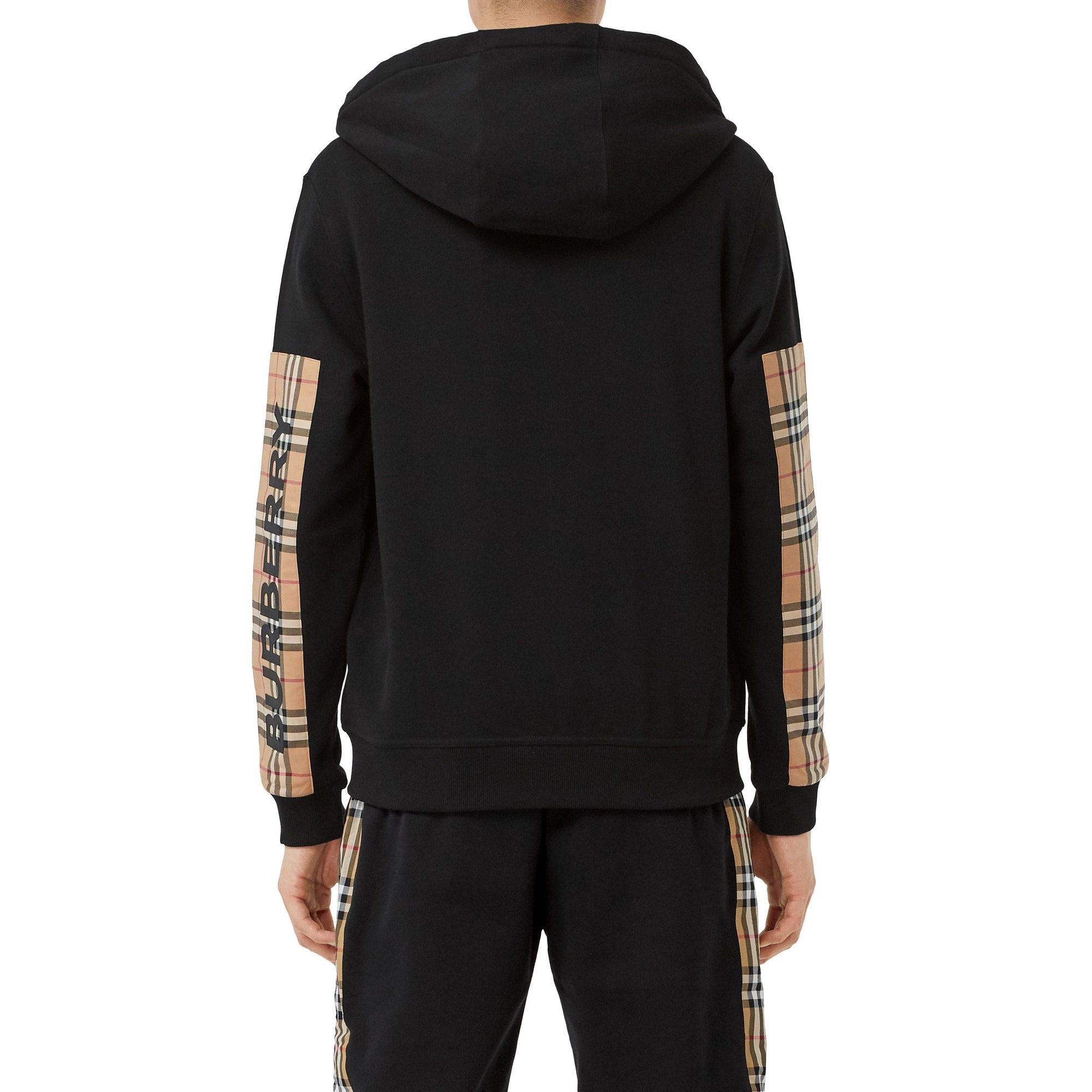 Sweat à capuche à motif Vintage check et logo - Black