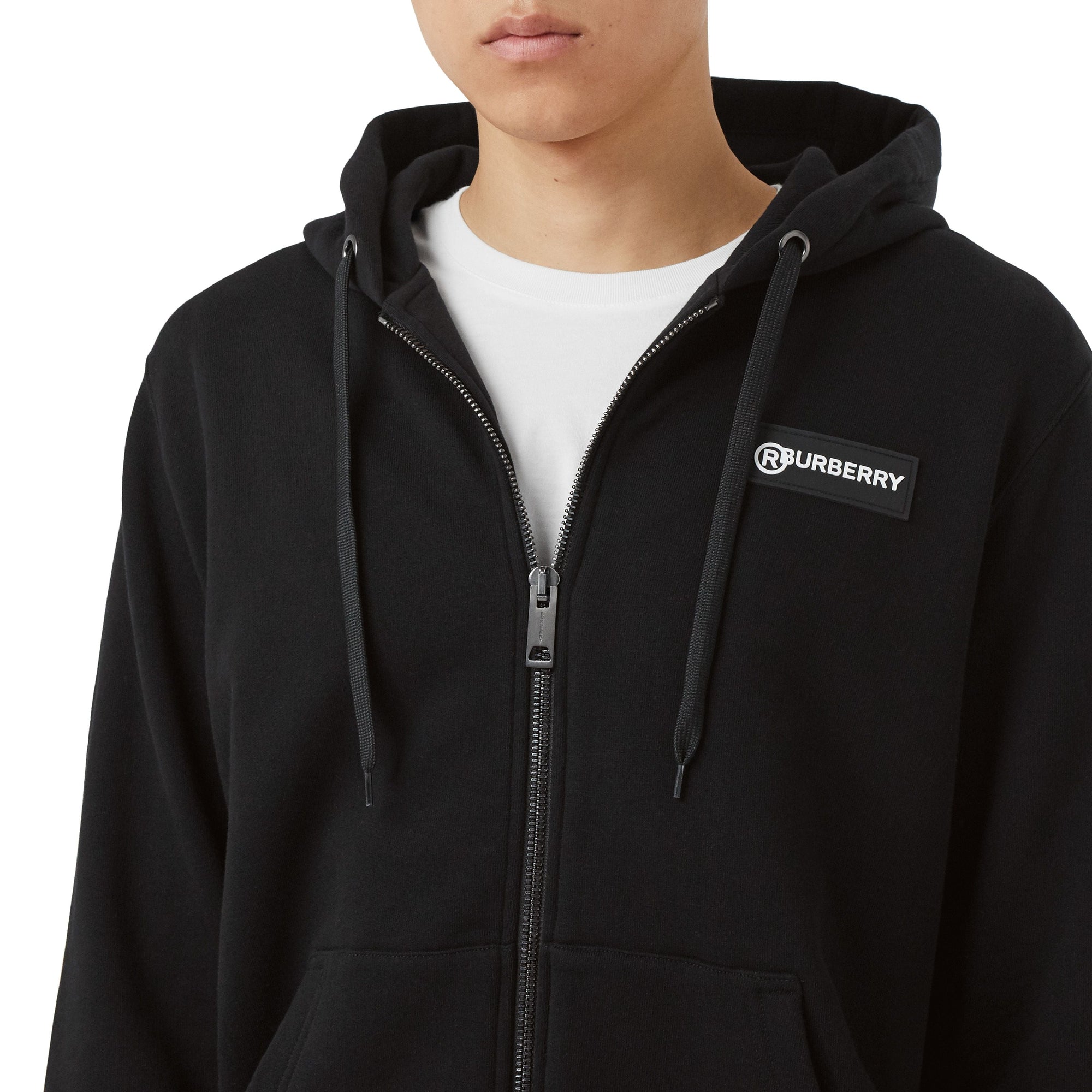 Sweat à capuche à motif Vintage check et logo - Black