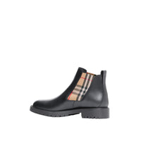 Bottines Chelsea en cuir avec Vintage Check - Black & Archive Beige