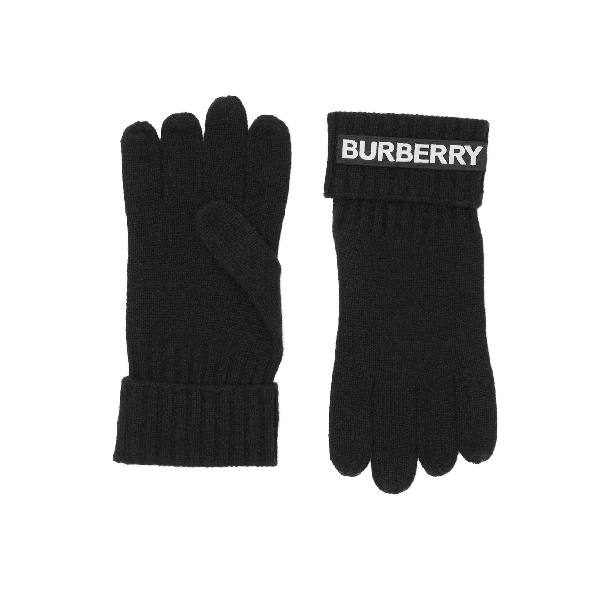 Gants en cachemire à appliqués logo - Black