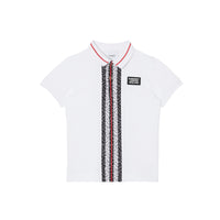 Polo enfant en piqué de coton rayé Monogram - White