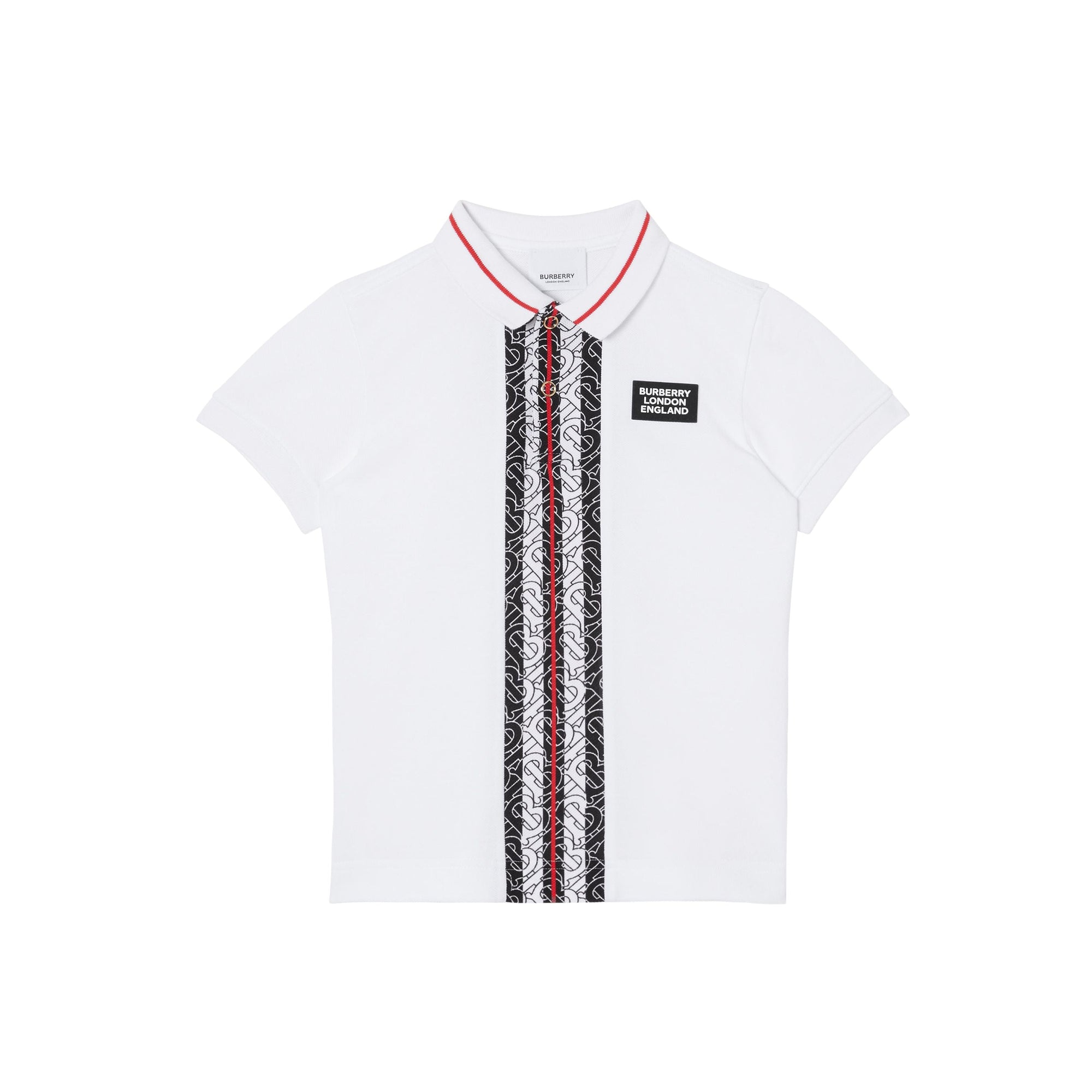 Polo enfant en piqué de coton rayé Monogram - White