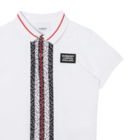 Polo enfant en piqué de coton rayé Monogram - White