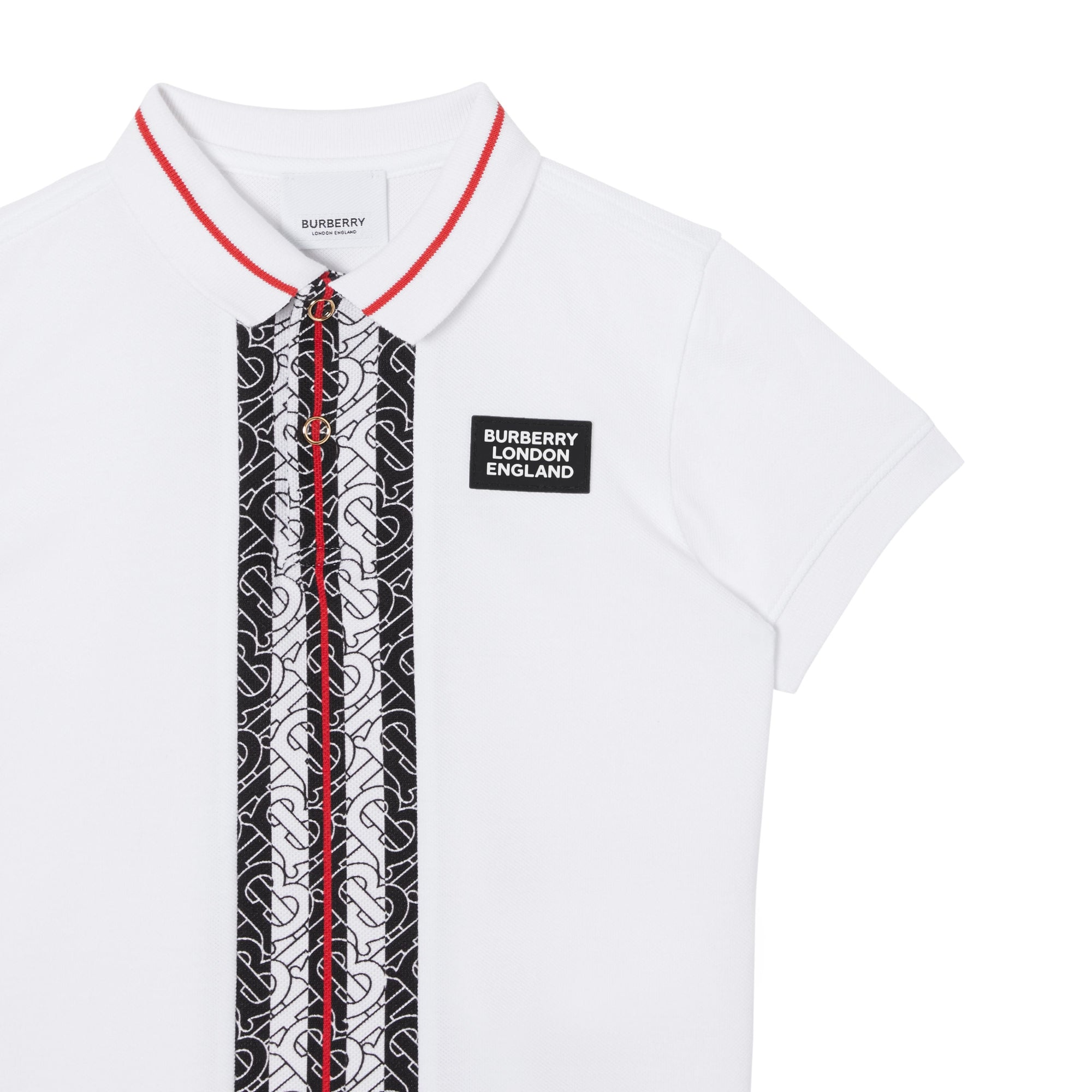 Polo enfant en piqué de coton rayé Monogram - White