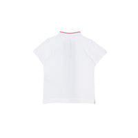 Polo enfant en piqué de coton rayé Monogram - White