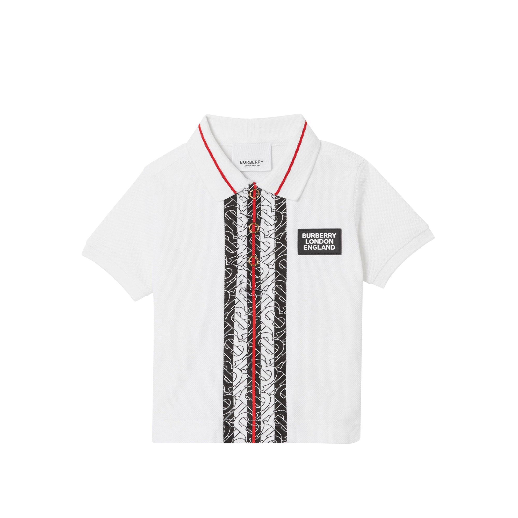 Polo bébé en piqué de coton rayé Monogram - White