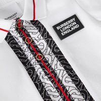 Polo bébé en piqué de coton rayé Monogram - White