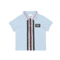 Polo en piqué de coton rayé Monogram - Pale Blue