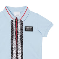 Polo en piqué de coton rayé Monogram - Pale Blue