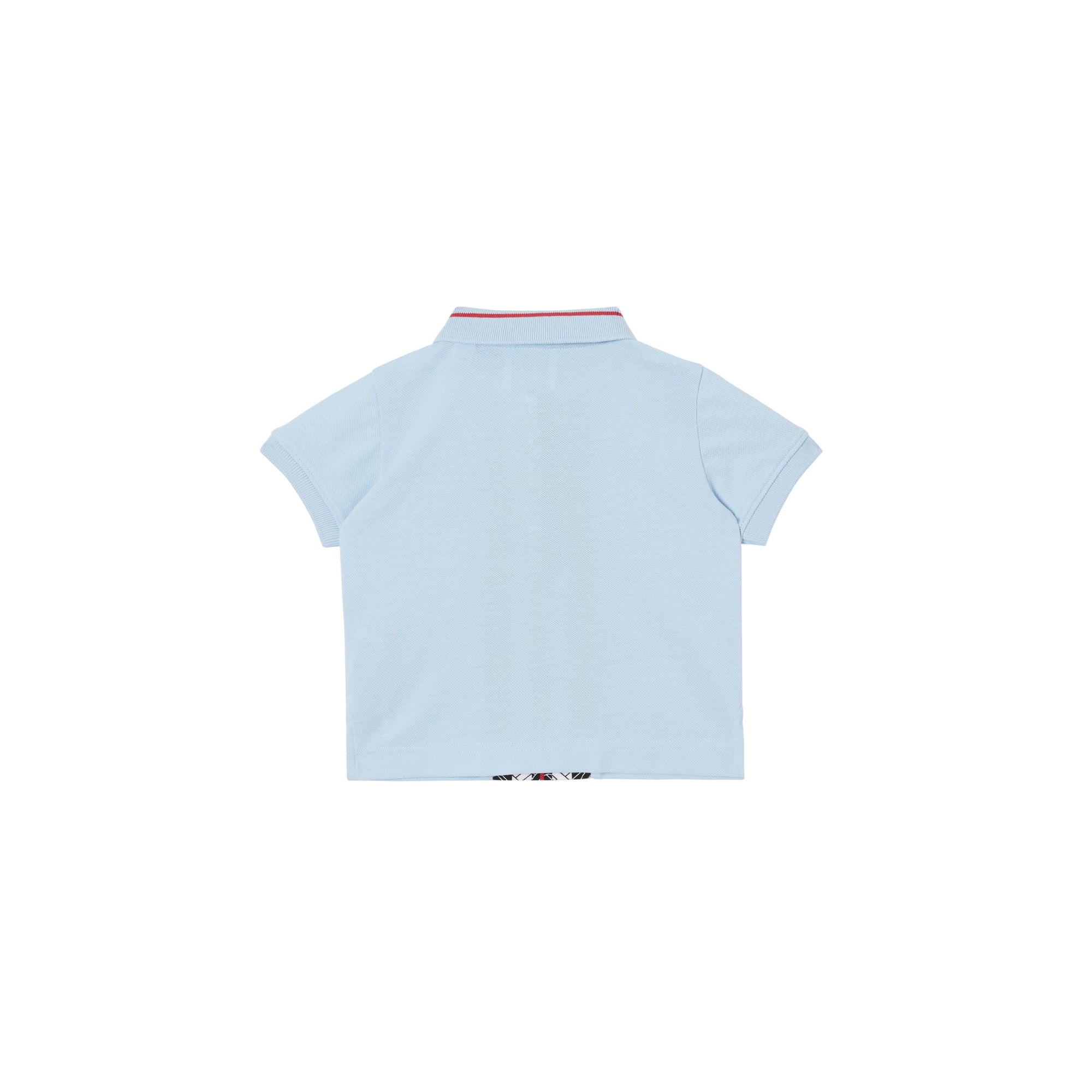 Polo en piqué de coton rayé Monogram - Pale Blue