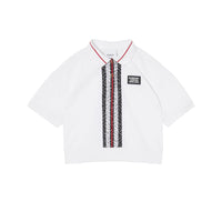 Polo en piqué de coton rayé Monogram - White & Red