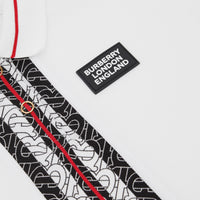 Polo en piqué de coton rayé Monogram - White & Red