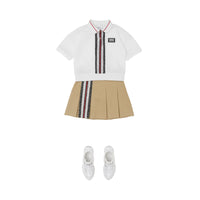 Polo en piqué de coton rayé Monogram - White & Red