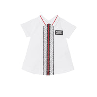 Robe et bloomer en piqué de coton rayés Monogram - White
