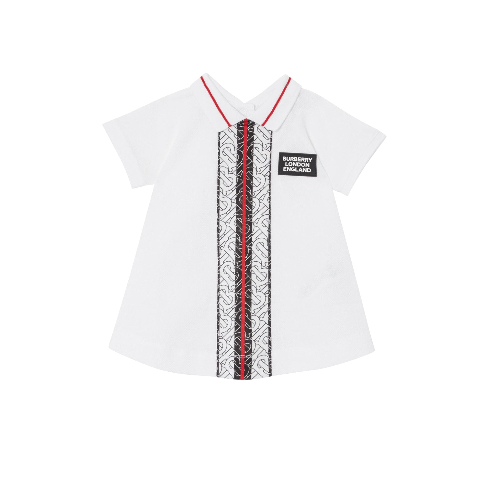 Robe et bloomer en piqué de coton rayés Monogram - White