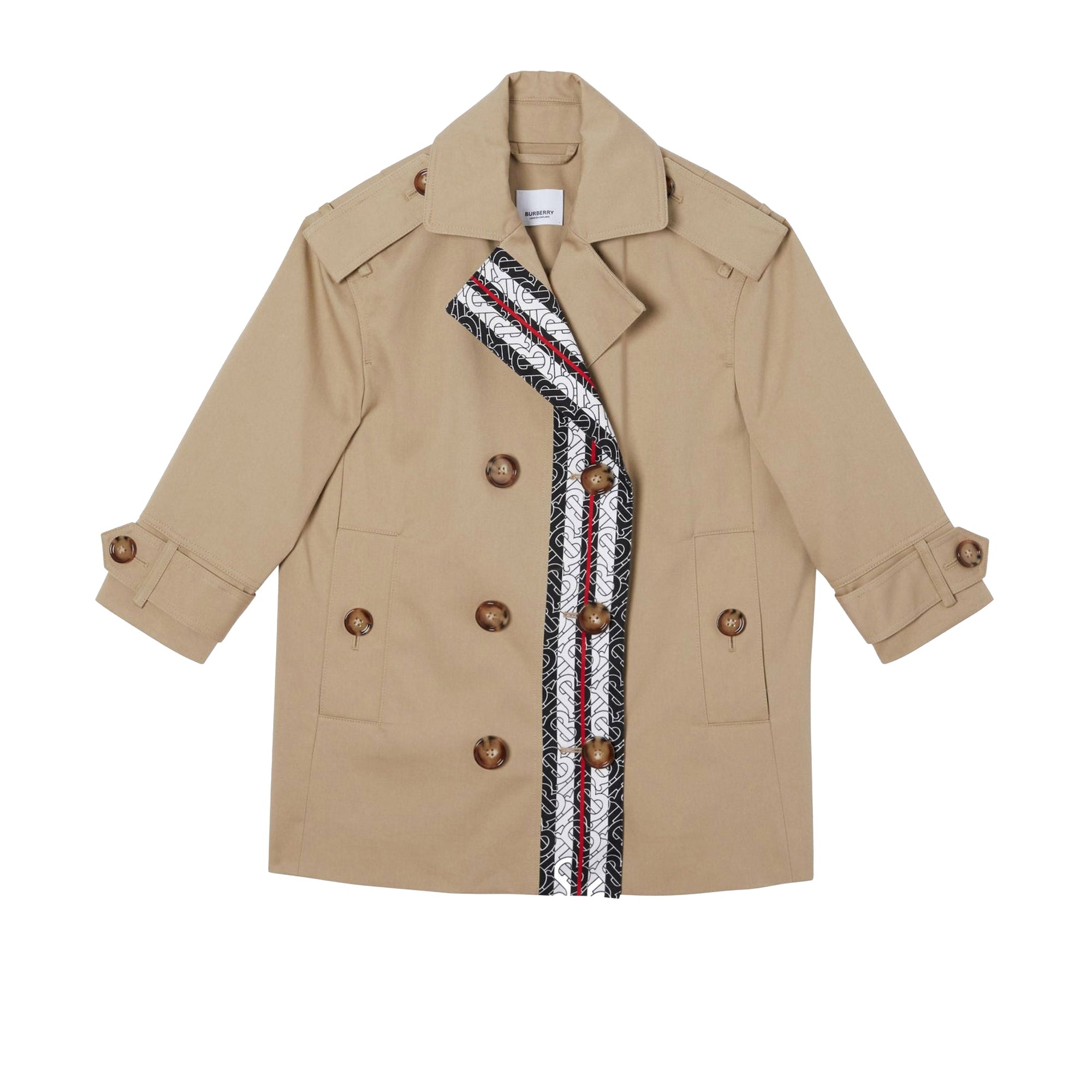 Trench-coat en coton rayé Monogram - Honey