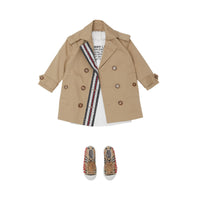Trench-coat en coton rayé Monogram - Honey