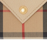 Portefeuille à rabat en cuir grainé - Light Beige