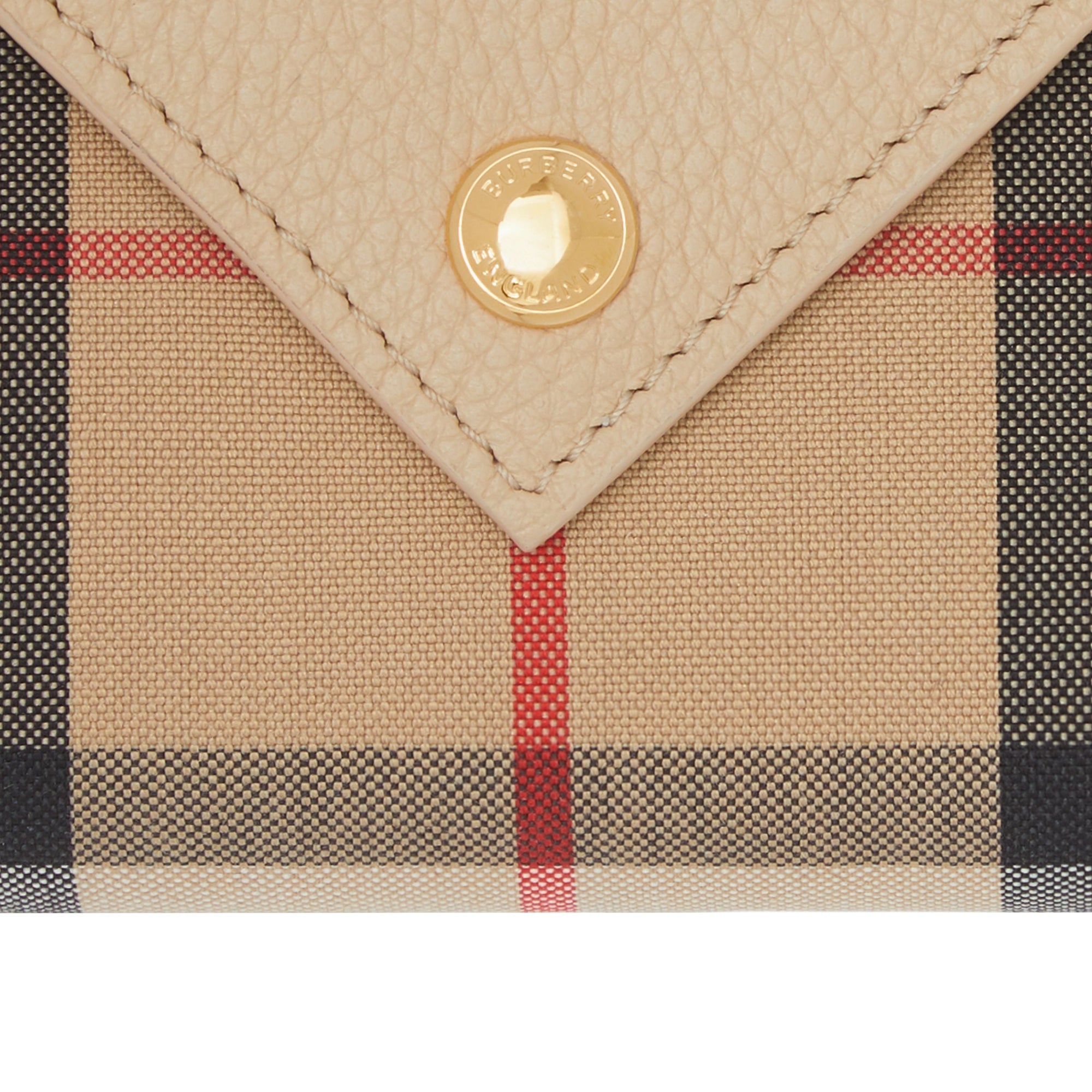 Portefeuille à rabat en cuir grainé - Light Beige