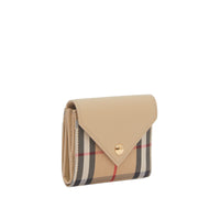 Portefeuille à rabat en cuir grainé - Light Beige