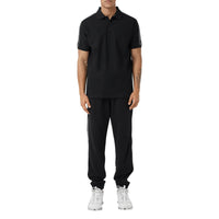 Polo en piqué en coton à bandes - Black